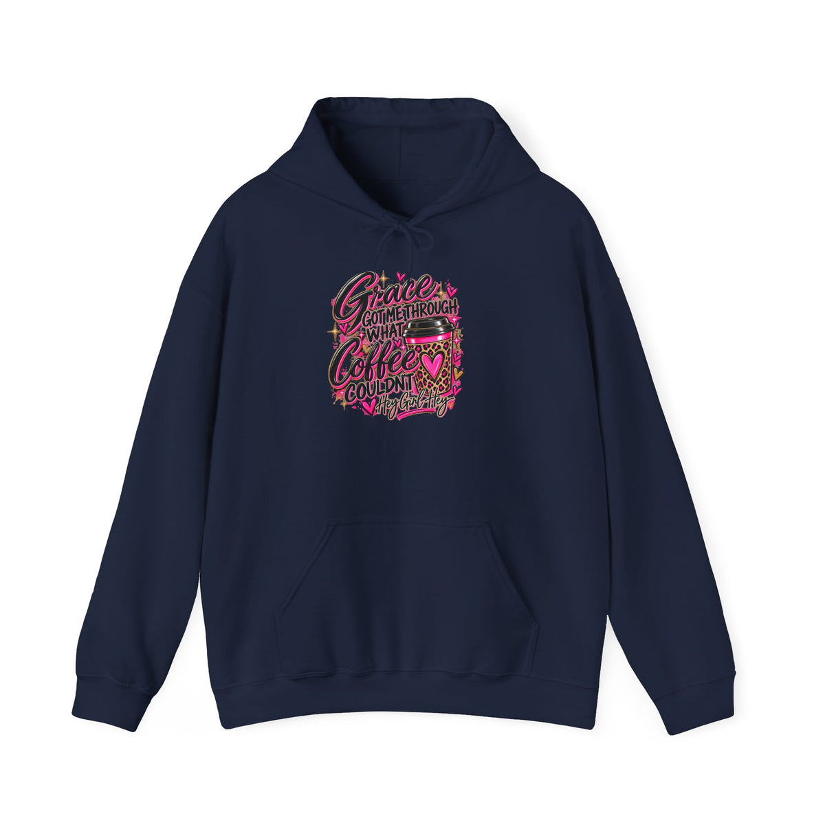 Coffee Got Me Through Hoodie – Cute Pink Coffee Cup Graphic Sweatshirt