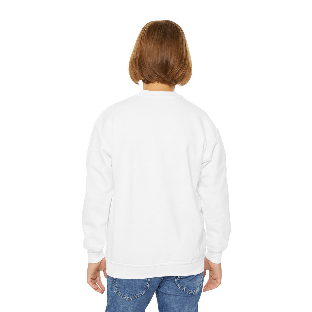 Youth Crewneck Sweatshirt — "Grace Got Me Through What Coffee Couldn't" Pink Leopard Faith Graphic