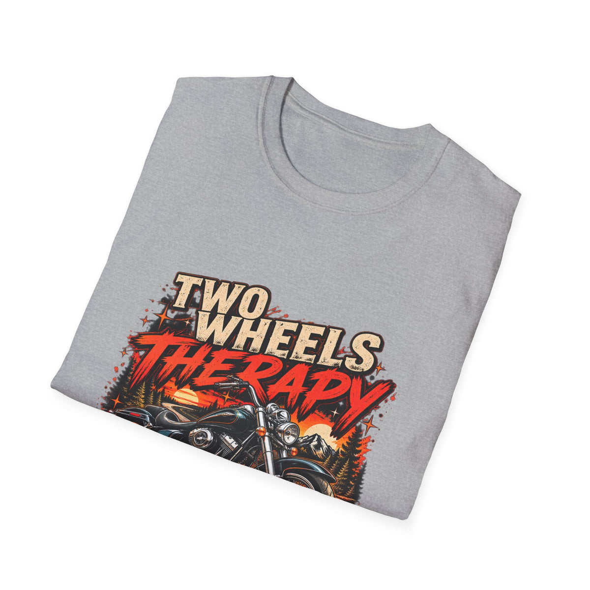 Two Wheels Therapy Motorcycle T-Shirt — Biker Riding Tee