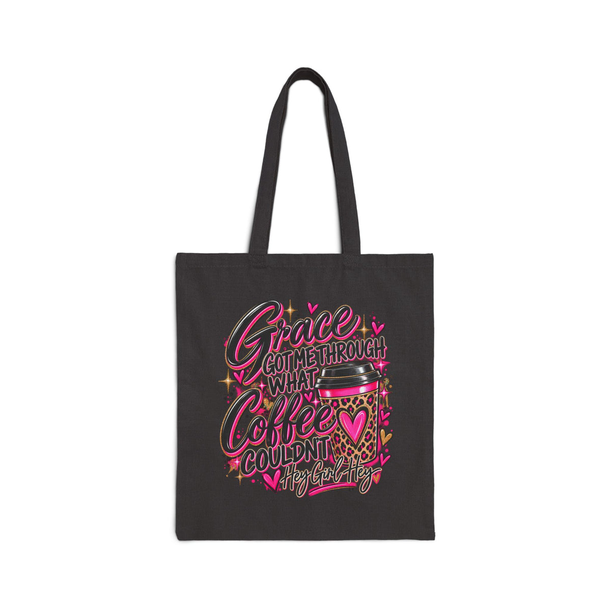 Tote Bag — "Grace Got Me Through What Coffee Couldn't" Funny Coffee Lover Canvas Tote