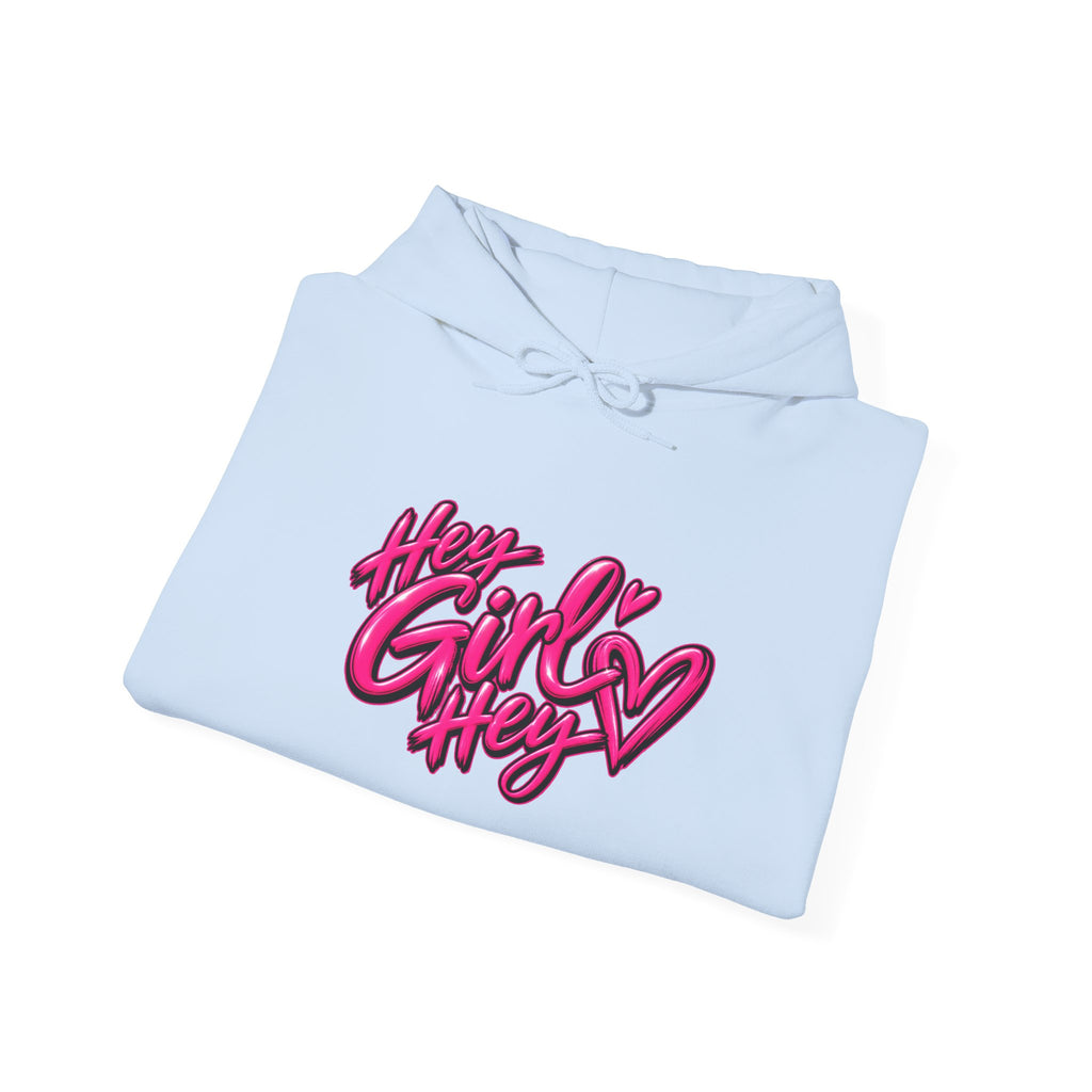 Hoodie — “Hey Girl Hey” | Blessed, Busy & Slightly Overstimulated Graphic Hoodie