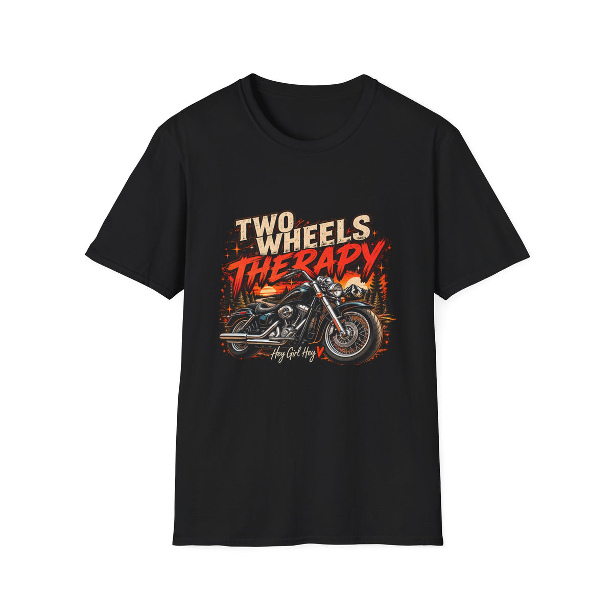 Two Wheels Therapy Motorcycle T-Shirt — Biker Riding Tee