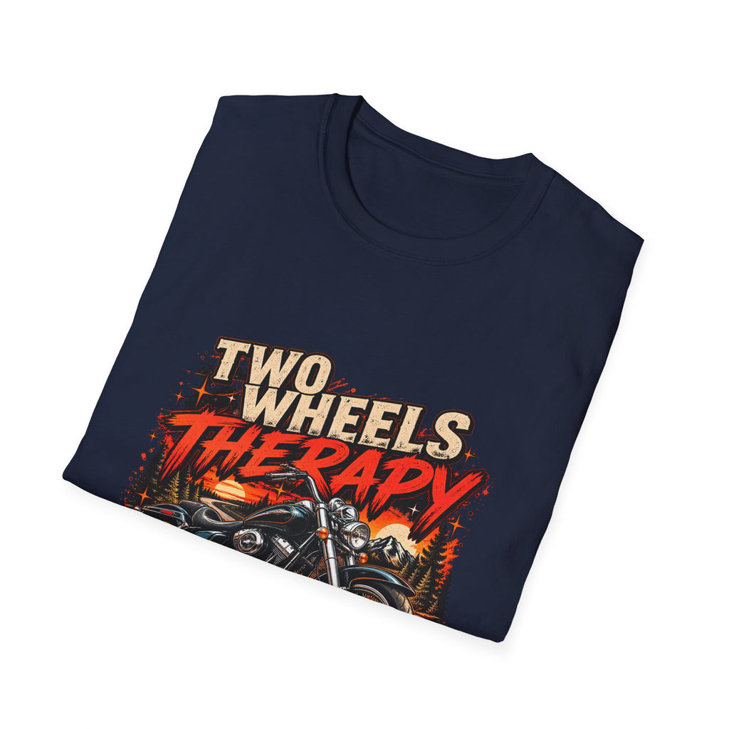 Two Wheels Therapy Motorcycle T-Shirt — Biker Riding Tee