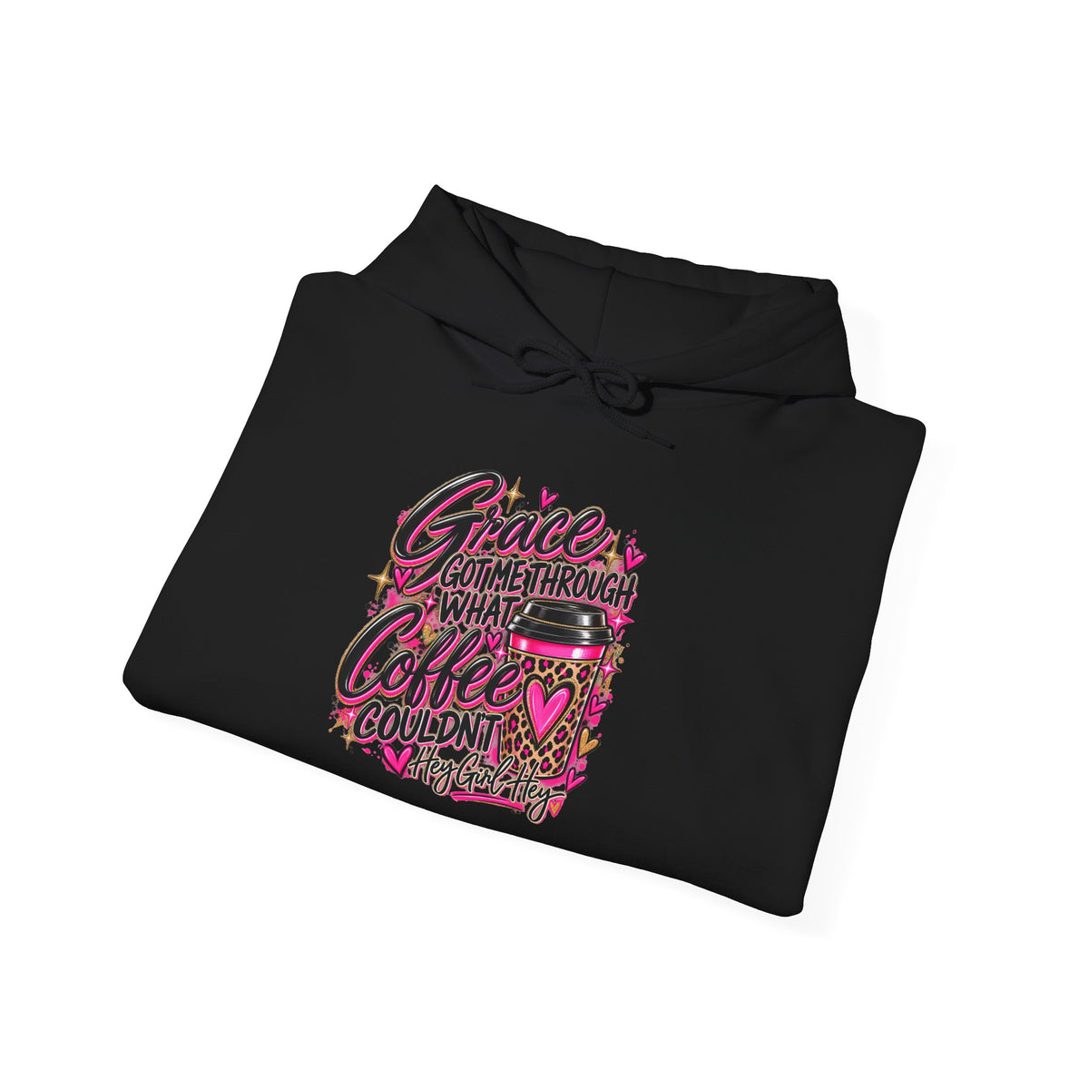 Coffee Got Me Through Hoodie – Cute Pink Coffee Cup Graphic Sweatshirt