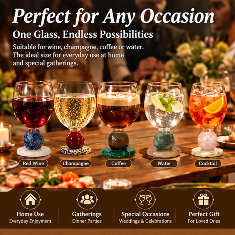 Handmade Jade Ball Goblet – Borosilicate Heat-Resistant Glass Cup for Wine, Champagne, Coffee & Latte