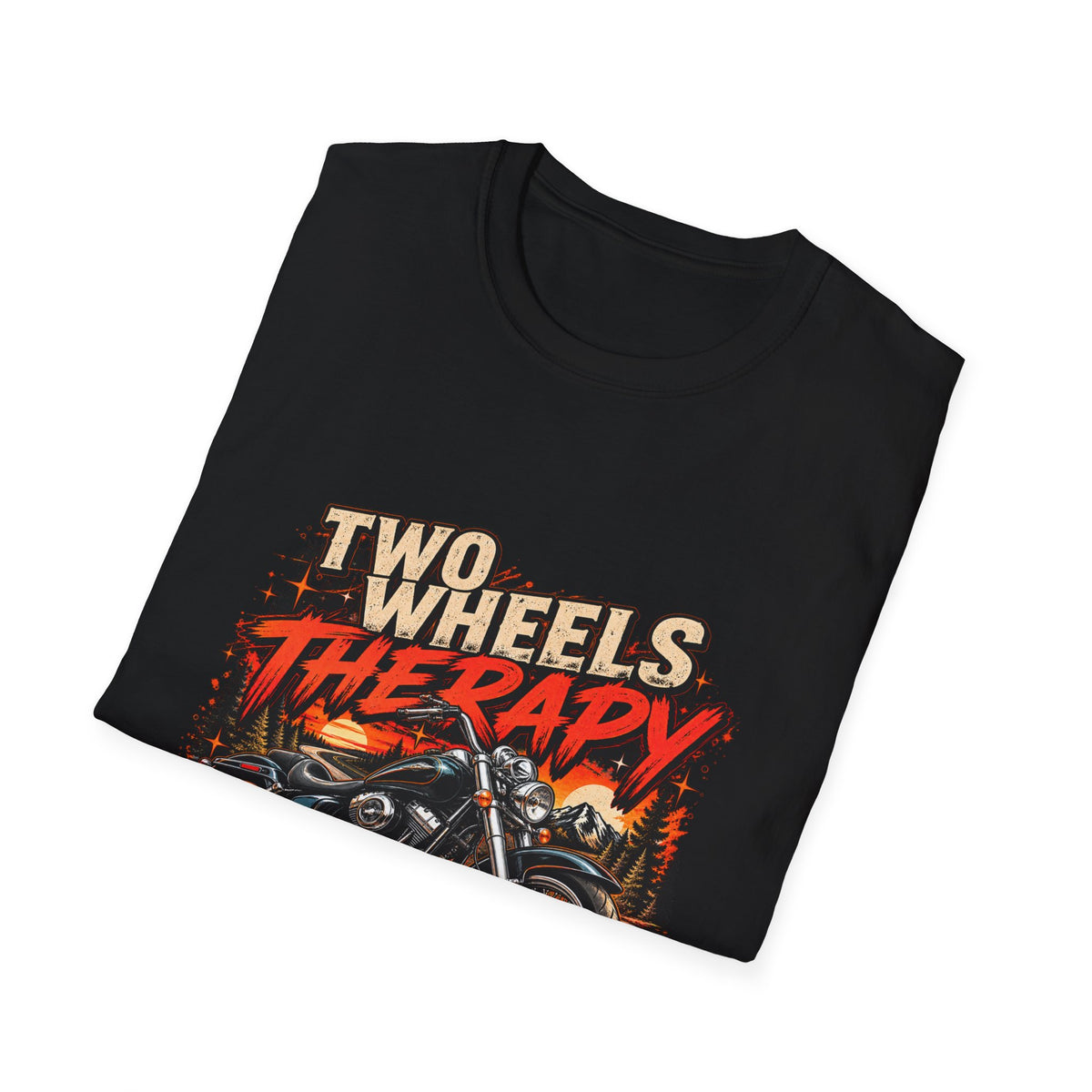 Two Wheels Therapy Motorcycle T-Shirt — Biker Riding Tee