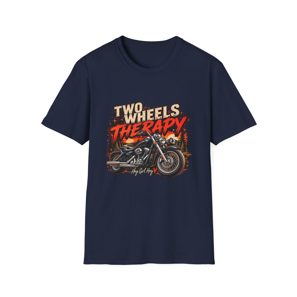 Two Wheels Therapy Motorcycle T-Shirt — Biker Riding Tee