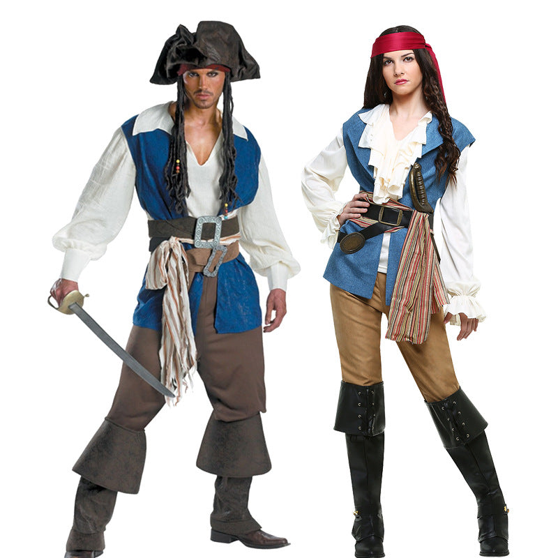 Men's and Women's Couple Pirate Costumes, Pirate Outfits, Halloween Male Gaming Apparel