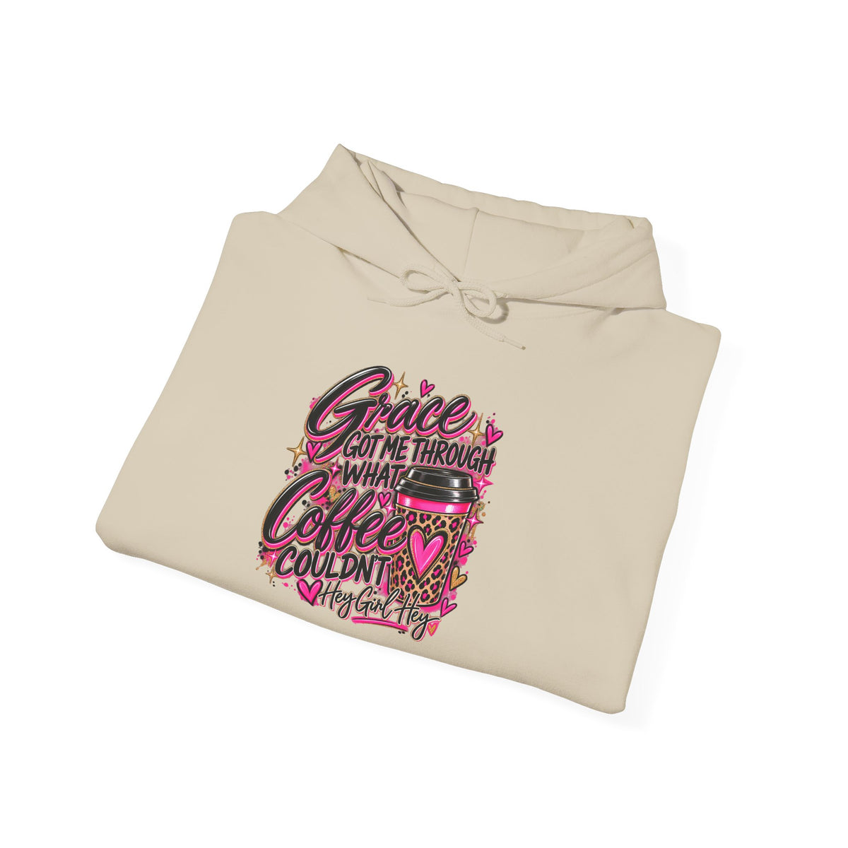 Coffee Got Me Through Hoodie – Cute Pink Coffee Cup Graphic Sweatshirt
