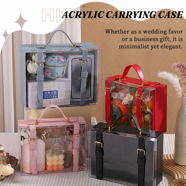 Clear Acrylic Jewelry Gift Box, Portable Wedding Birthday Pouch Bag