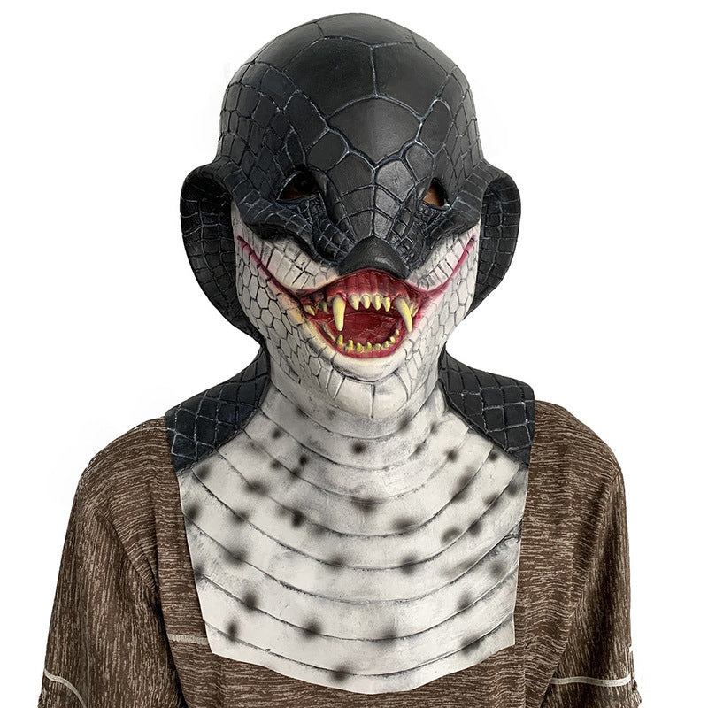Lizard Man Basilisk Mask – Realistic Scaled Full Face Latex Reptile Headpiece, Unisex Adult Horror Costume