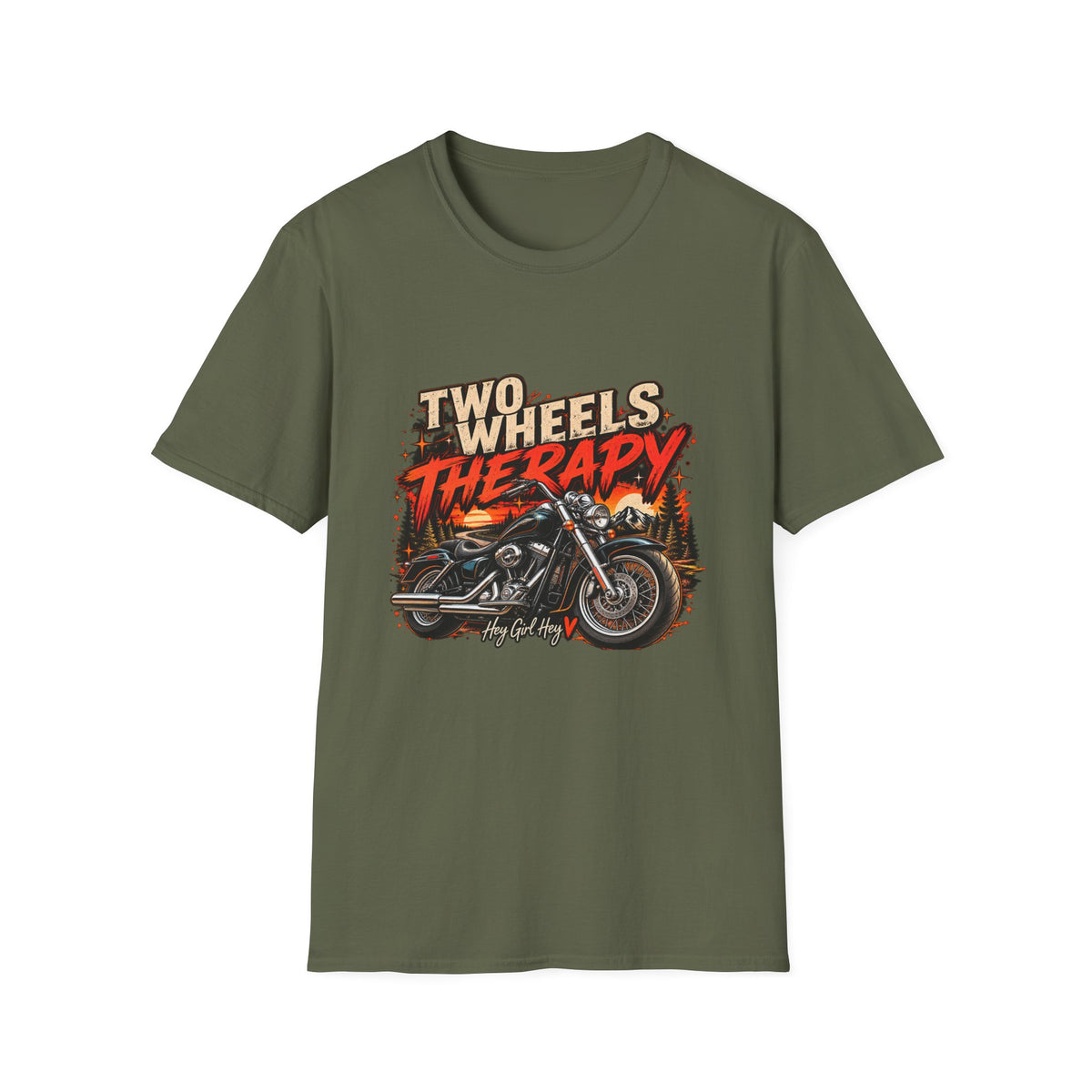 Two Wheels Therapy Motorcycle T-Shirt — Biker Riding Tee