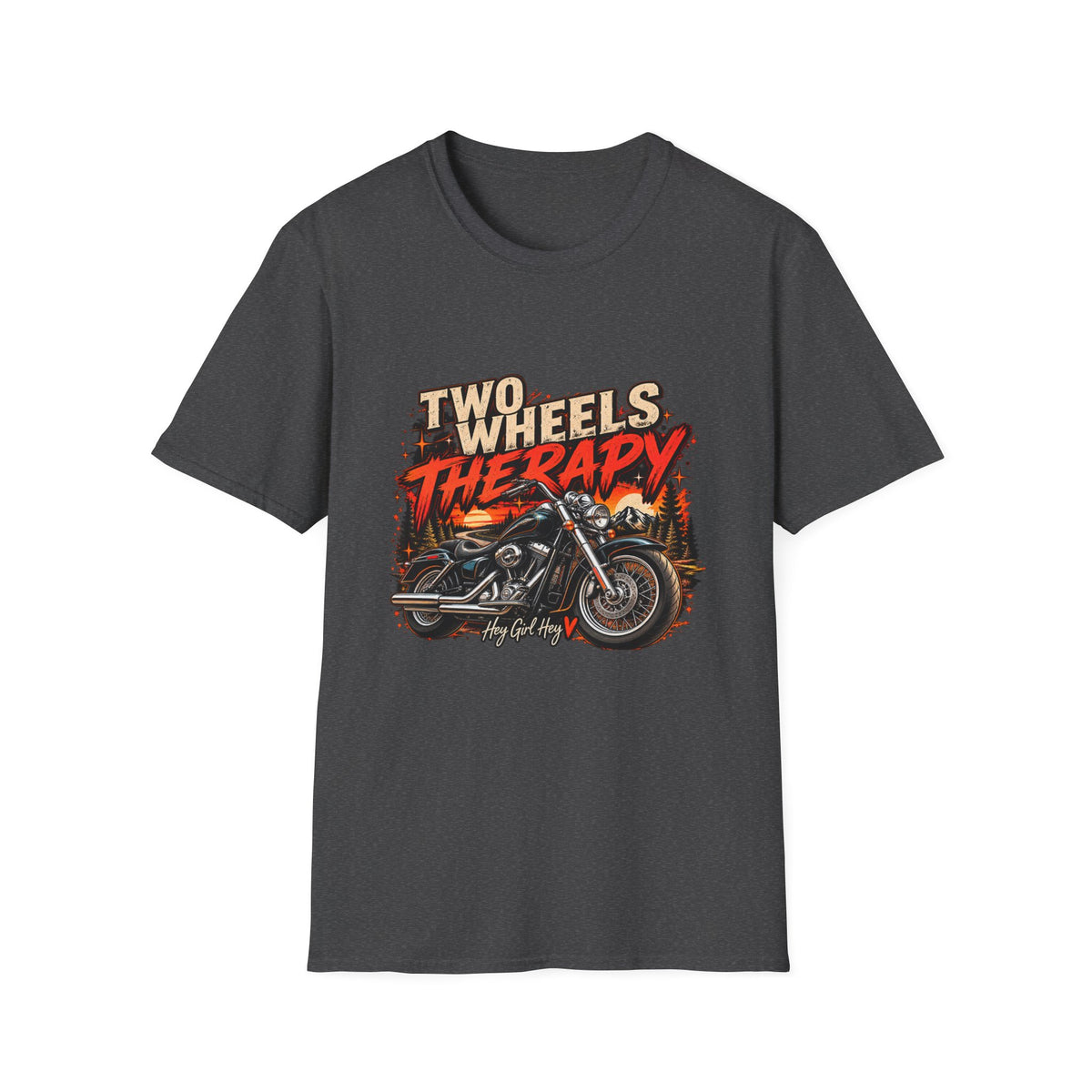 Two Wheels Therapy Motorcycle T-Shirt — Biker Riding Tee