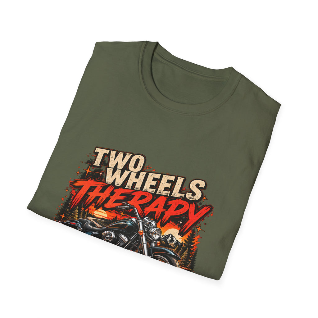 Two Wheels Therapy Motorcycle T-Shirt — Biker Riding Tee