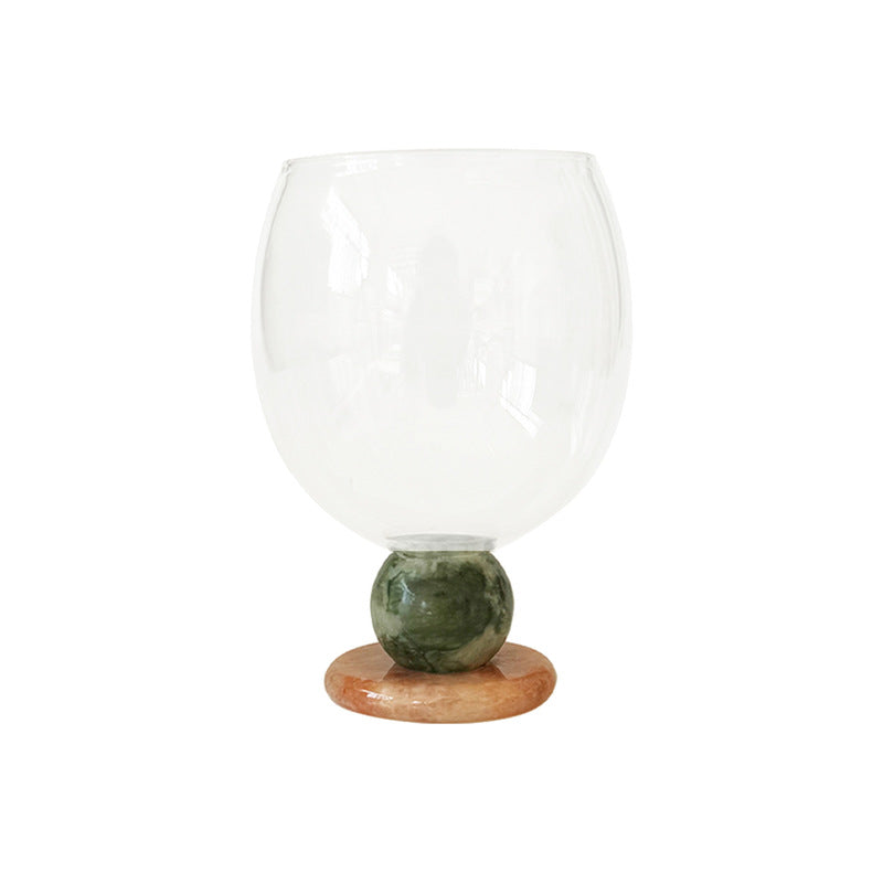 Handmade Jade Ball Goblet – Borosilicate Heat-Resistant Glass Cup for Wine, Champagne, Coffee & Latte