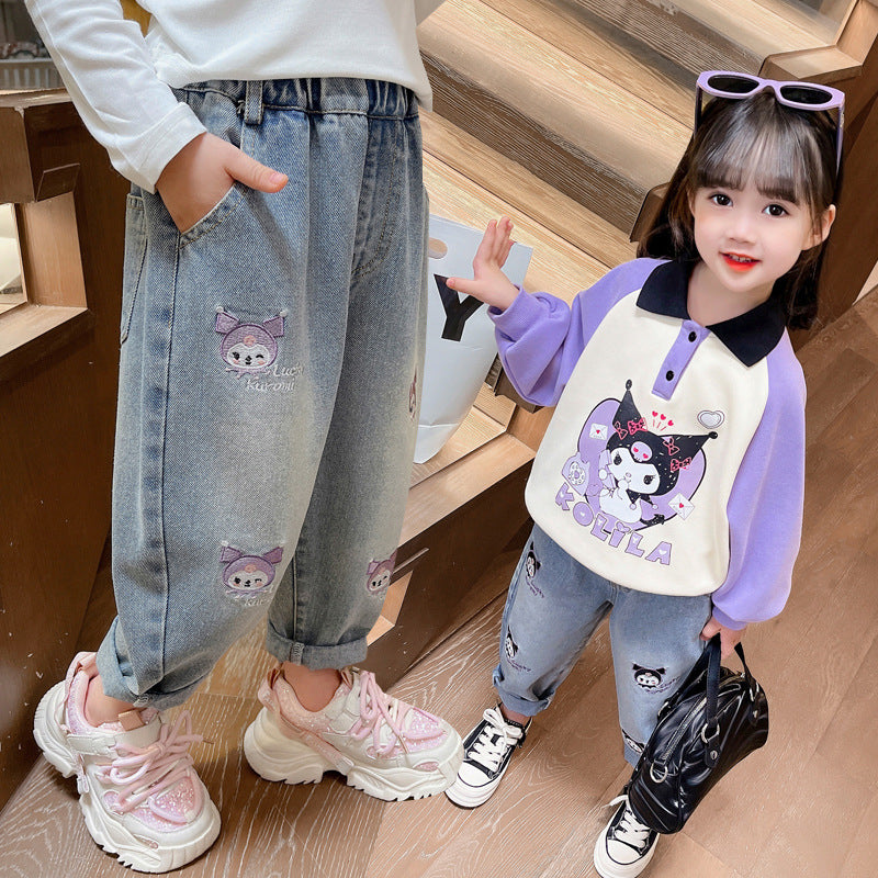 Cartoon Denim Pants Style for Kids