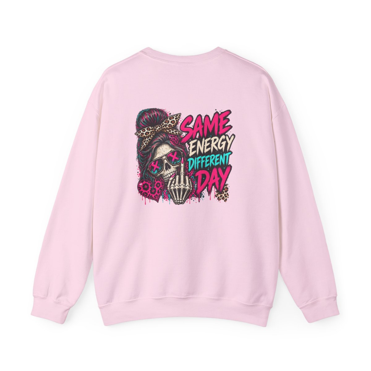 Same Energy Different Day Crewneck Sweatshirt - Light Pink - back