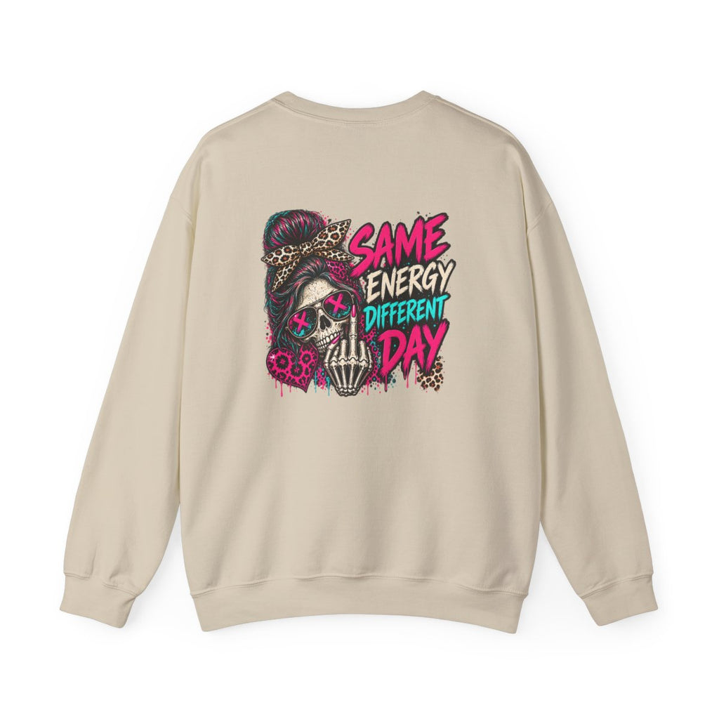 Same Energy Different Day Crewneck Sweatshirt - Sand - back