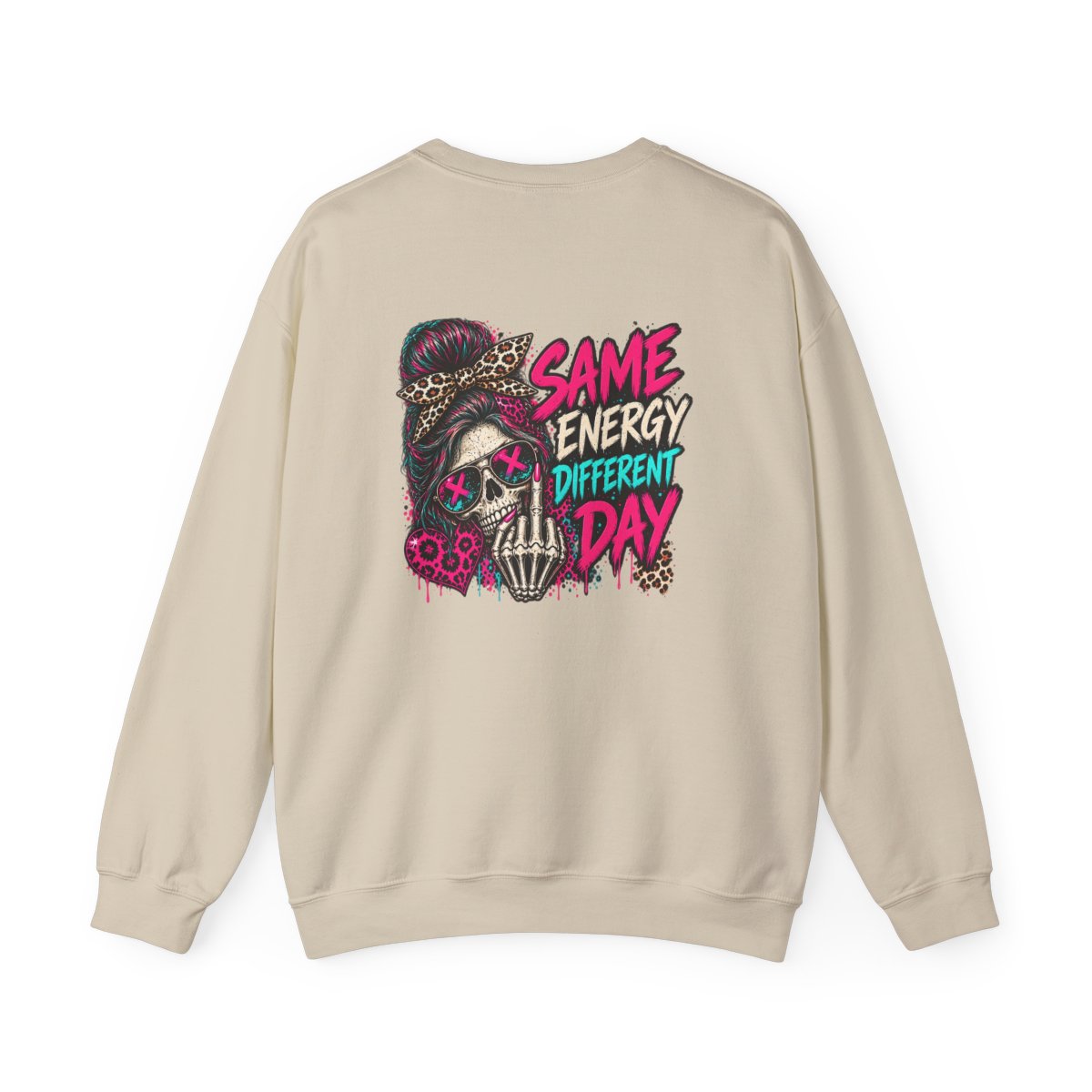 Same Energy Different Day Crewneck Sweatshirt - Sand - back