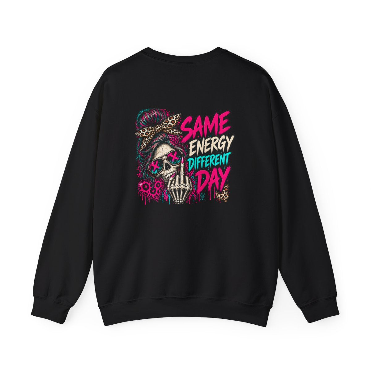 Same Energy Different Day Crewneck Sweatshirt - Black - back