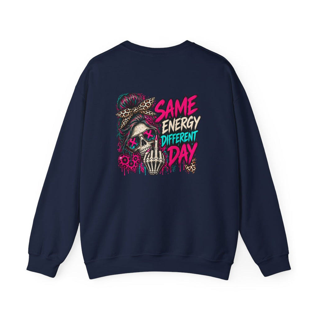 Same Energy Different Day Crewneck Sweatshirt - Navy - back