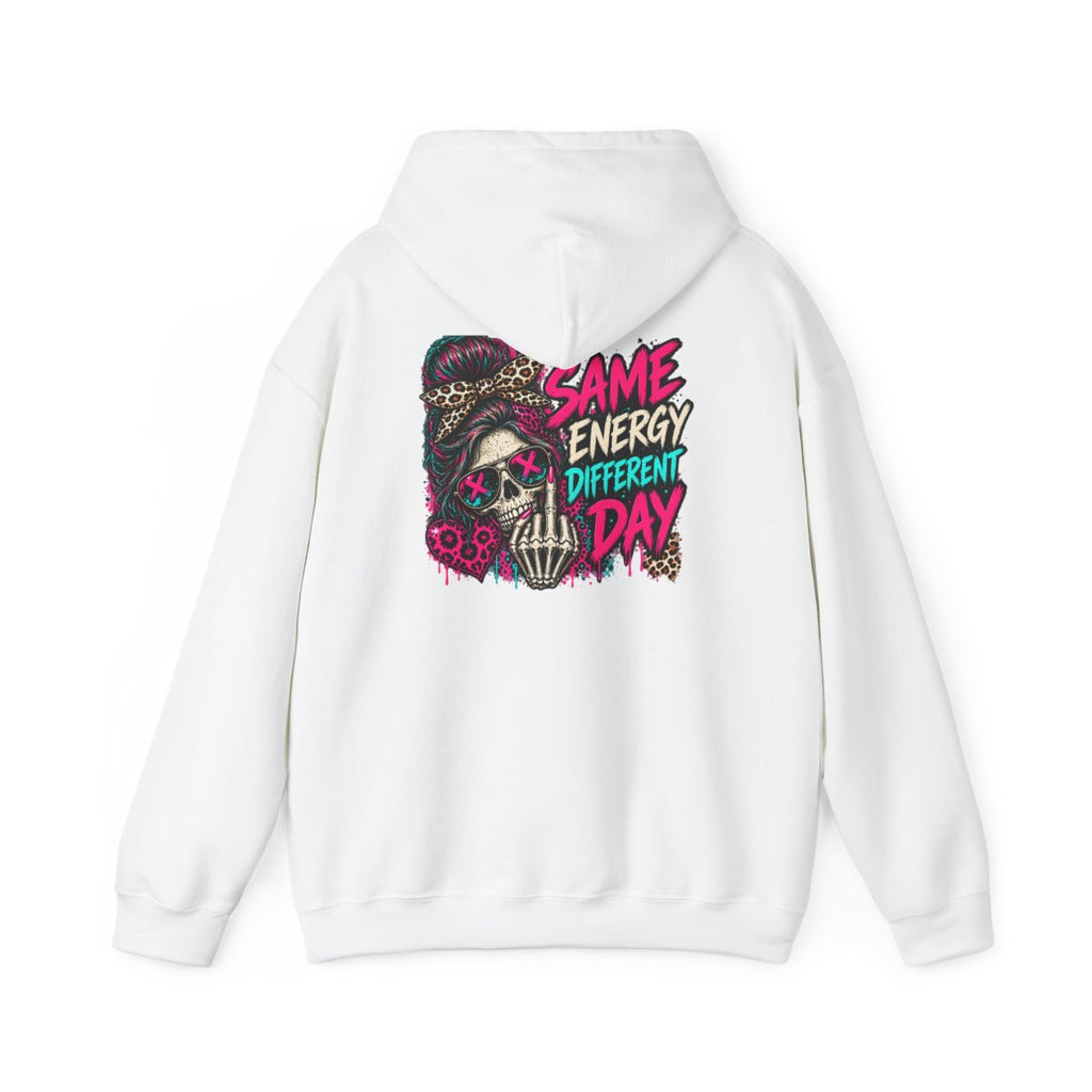 Same Energy Different Day Hoodie - White - back