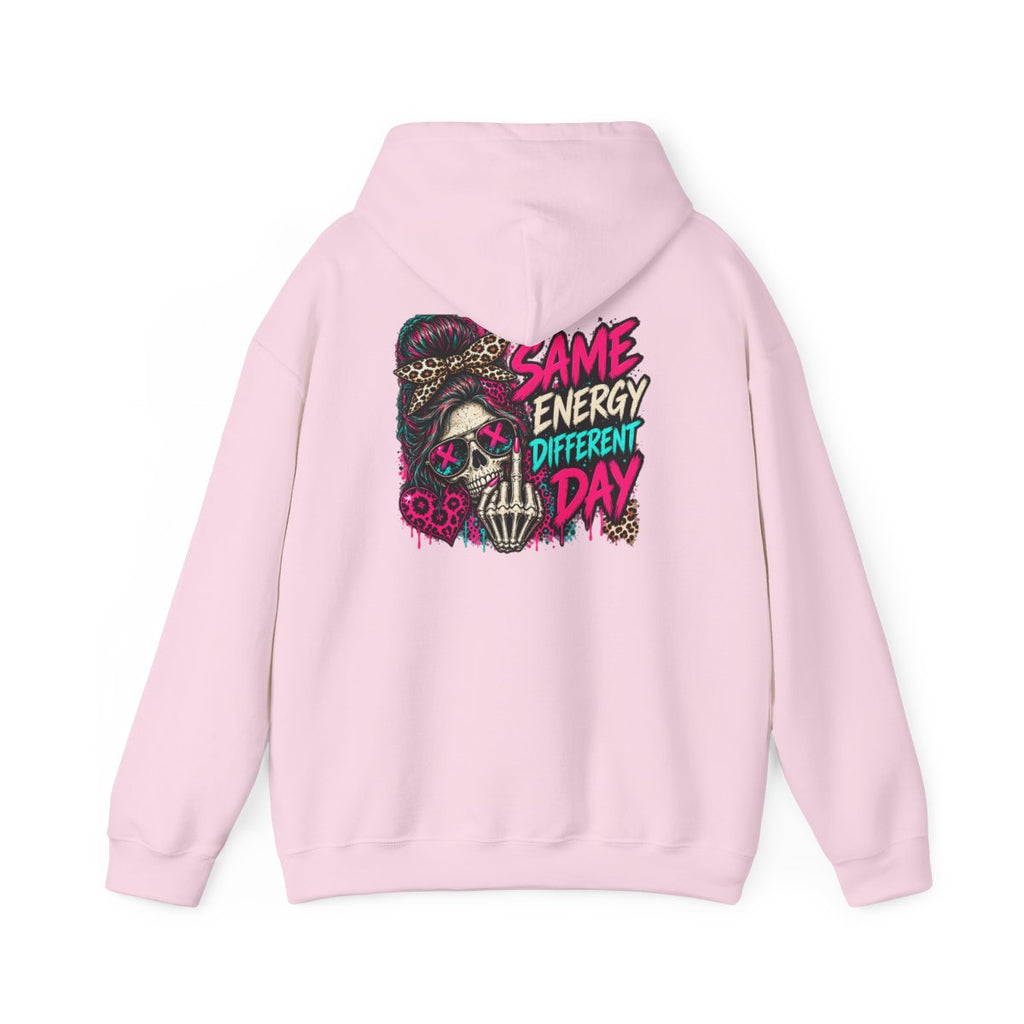 Same Energy Different Day Hoodie - Light Pink - back
