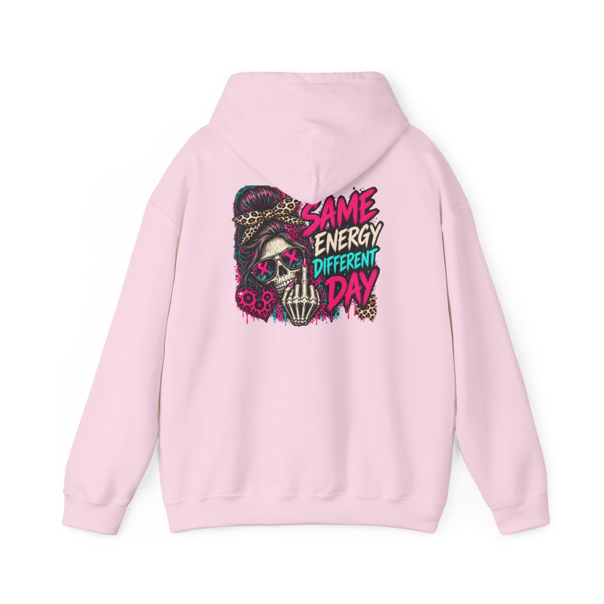 Same Energy Different Day Hoodie - Light Pink - back